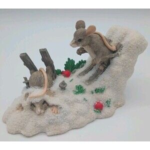 Charming Tails Hot Doggin Mouse Figurine Dean Griff Silvestri Snow Ski Slope